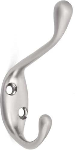 HOMOTEK Heavy Duty Dual Coat Hooks Satin Nickel