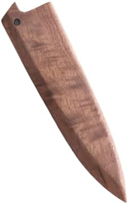 Aibote 5 Inch Black Walnut Knife Sheath Holder with Magnetic Flannel
