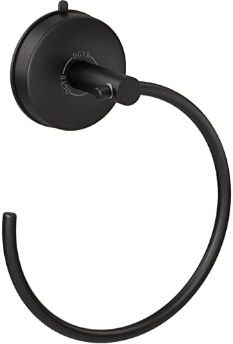 DGYB Matte Black Suction Cup Towel Holder for Bathroom Wall