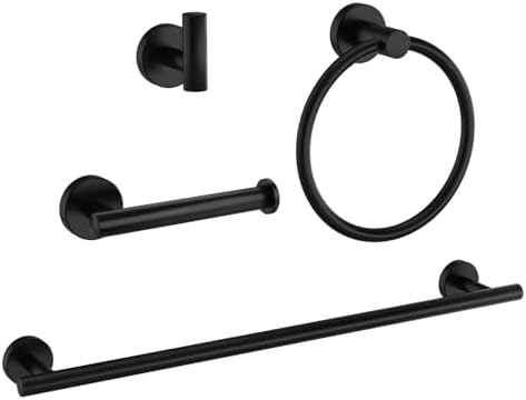 4-Piece Matte Black Bathroom Hardware Set