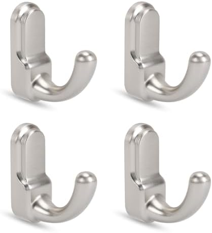 4 Pack Brushed Nickel Wall Mounted Towel Hooks