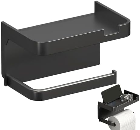 Wall-Mounted Toilet Paper Holder with No Drill Installation
