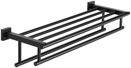 SEIDO Double Towel Bar 24 Inch Matte Black Stainless Steel 1