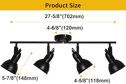 HiBay 4-Light Adjustable Track Ceiling Spotlight Industrial LED Flush Mount Black Light
