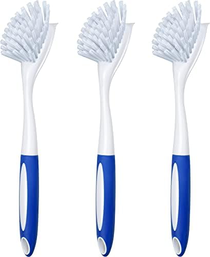 SPOGEARS 3 Pack Dish Scrubber with Scraper and Grip Handle