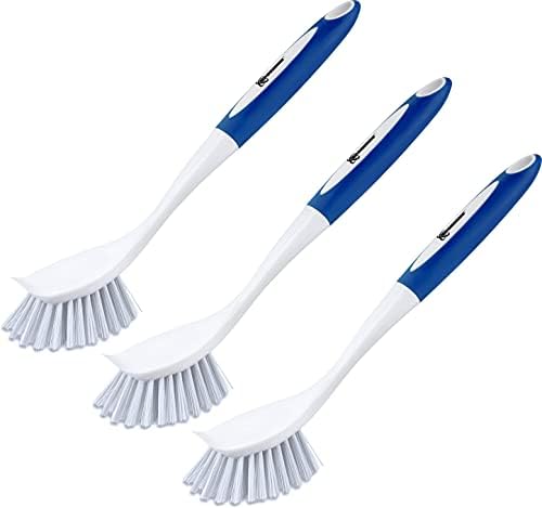 SPOGEARS 3 Pack Dish Scrubber with Scraper and Grip Handle