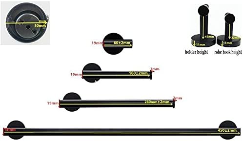 TYZK Black Robe Hook Towel Rail Set