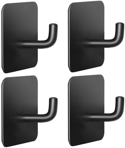 LACHILL 4-Piece Waterproof Adhesive Hooks Black
