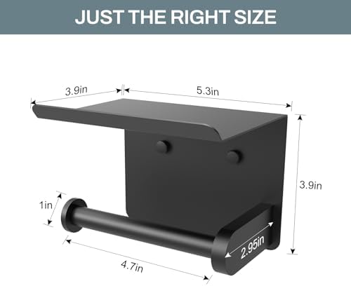SetSail Toilet Paper Holder with Shelf Matte Black