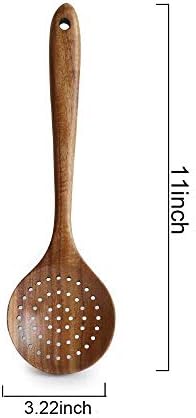 GQZ Teak Skimmer with Long Handle for Rice Dipping