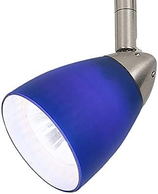 Benzara Adjustable Track Light Head with Blue Glass Shade 1
