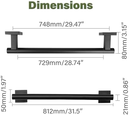 Alise 32 Inch Matte Black Towel Bar for Bathroom