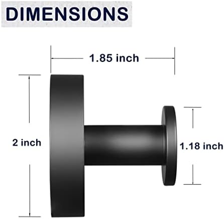 2-Pack Matte Black Towel Hooks for Bathroom and Bedroom
