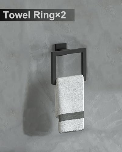 Hinmood Bathroom Hardware Set Square 10 Pieces Matte Black