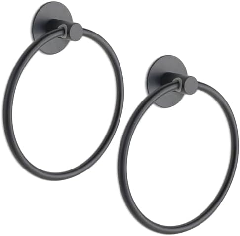 Fashionclubs 2pcs Matte Black Towel Ring Holder 1