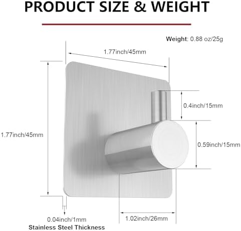 Z-TIISON Brushed Silver Towel Hook 8Pack