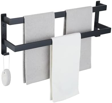 Xiarnotogi Double Towel Bar 2-Tier Matte Black 24 Inches