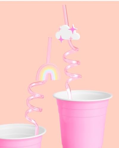 XO Fetti Reusable Rainbow Heart Flower Straw Set - 16 pc