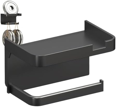 Wall-Mounted Toilet Paper Holder with No Drill Installation