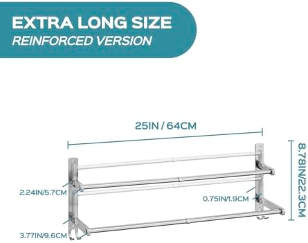 MGT Foldable Towel Bars 2-Pack with Hooks