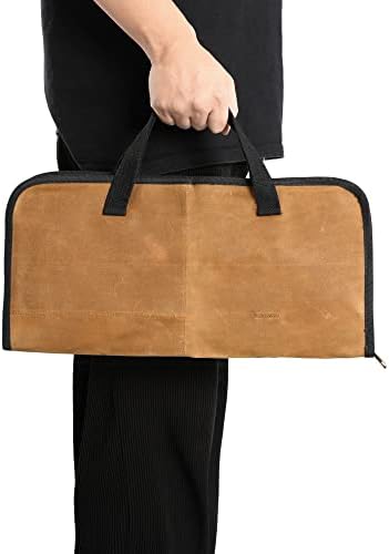 Kaaltisy Knife Roll Bag with 4 Slots and Brass Zipper