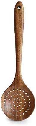 GQZ Teak Skimmer with Long Handle for Rice Dipping