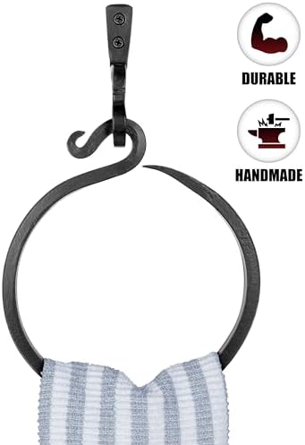 Stur-De Wrought Iron Towel Ring - Rustic Charm Durable Design