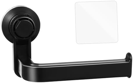 WOONEKY Wall Mounted Toilet Paper Holder Black Suction Cup No Wall Damage