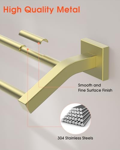 Alise Premium Double Towel Bars with Brushed Gold Finish