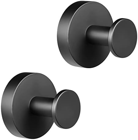 2-Pack Matte Black Towel Hooks for Bathroom and Bedroom