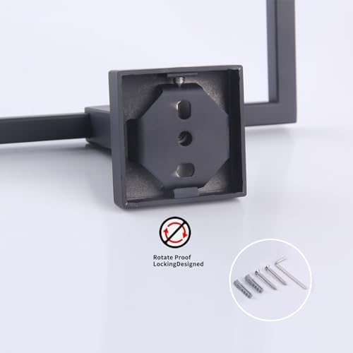 GERZWY Matte Black Towel Ring Wall Mounted