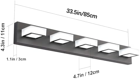 Ralbay 5 Light Modern Black Vanity Light