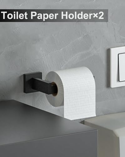 Hinmood Bathroom Hardware Set Square 10 Pieces Matte Black