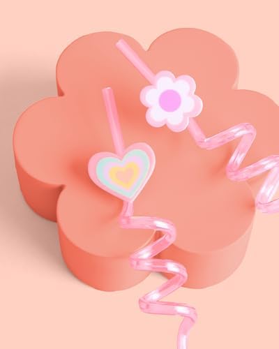 XO Fetti Reusable Rainbow Heart Flower Straw Set - 16 pc