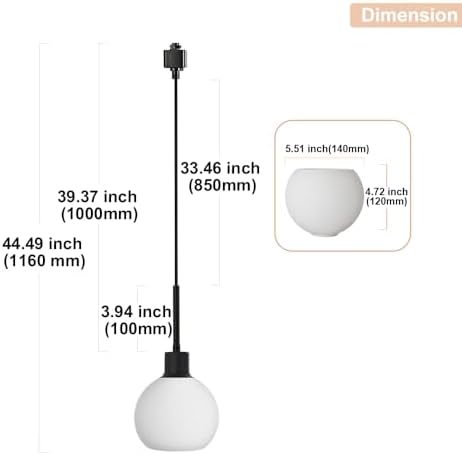 WINSHEN Black H-Type Track Pendant Light