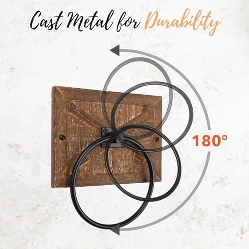 Autumn Alley Farmhouse Towel Ring - Barn Wood Matte Black Design