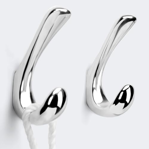 Metaliby 2 Pack Polished Chrome Towel Hooks