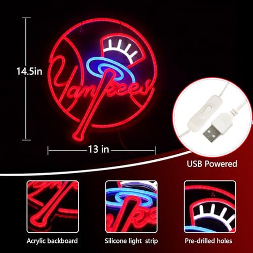 AHlove Yankees Neon Signs Wall Decor 13x145inches