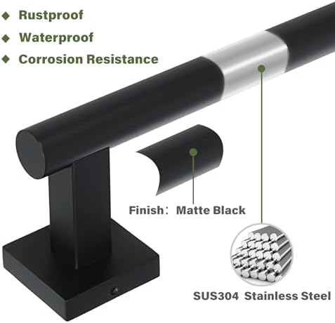Alise 32 Inch Matte Black Towel Bar for Bathroom