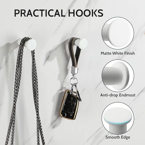 SAYAYO Matte White Robe Hooks 4 Pcs Heavy Duty Wall Mount