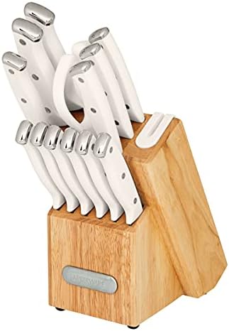 Farberware Edgekeeper Knife Block Set with Sharpener 14-Piece White