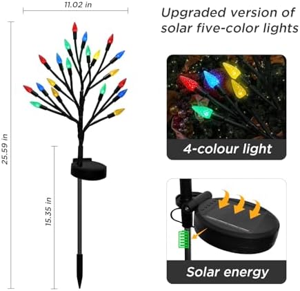 BeHiller Solar Strawberry Tree Lights 2PACK Outdoor Decor