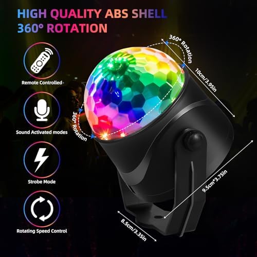 Gorkue 2-Pack DJ Disco Ball with Remote Control 1