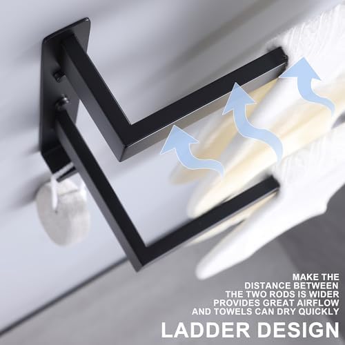 Xiarnotogi Double Towel Bar 2-Tier Matte Black 24 Inches