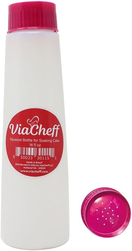 ViaCheff Plastic Bottle for Soaking Cake with Pink Neon Lid