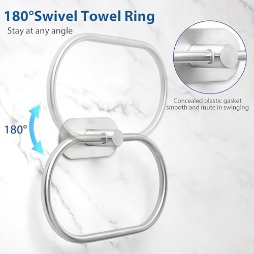 Teaaha Silver Adhesive Towel Ring No Drilling 1