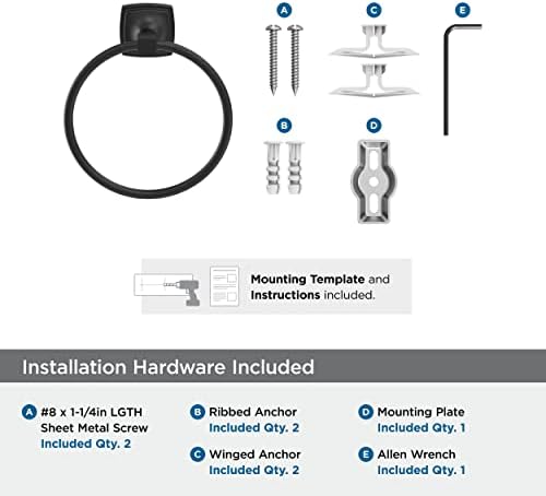Amerock BH36092MB Matte Black Towel Ring 1