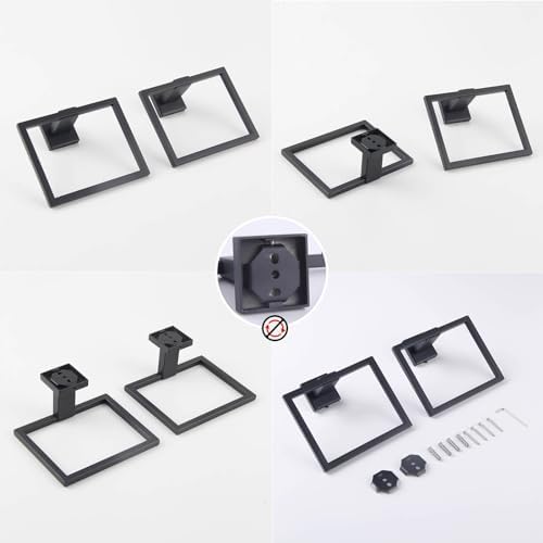 GERZWY Matte Black Towel Ring Wall Mounted