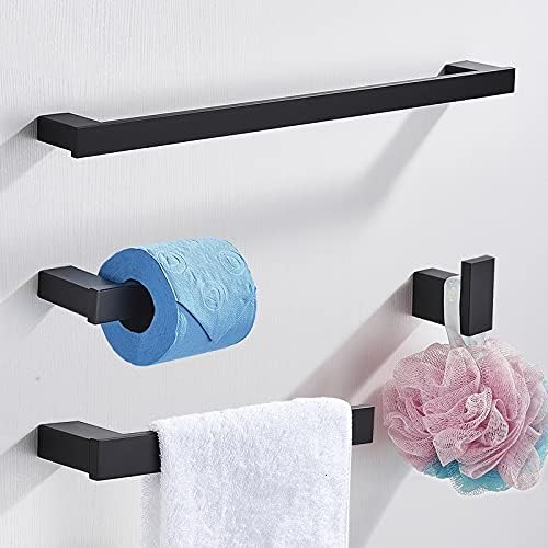 TYZK Robe Hook Towel Rack Black Metal Wall Mount Bathroom Hardware Set