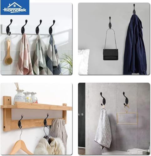 HOMOTEK Heavy Duty Dual Coat Hooks Satin Nickel